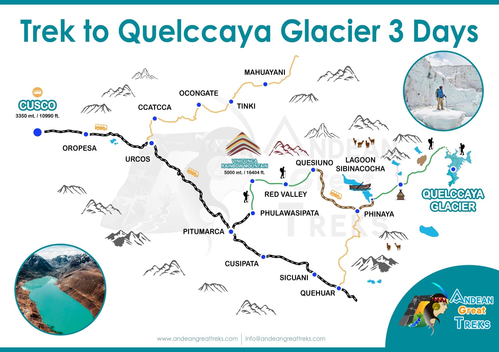 Tour al  glaciar Quelccaya + glaciar Suyuparina y las montañas arcoíris de Vinicunca 3 días