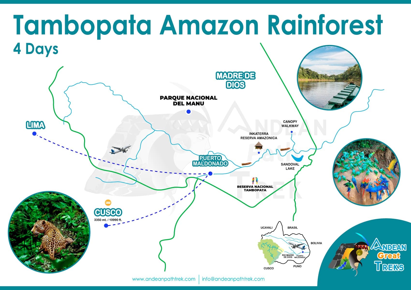 Discover the Tambopata Jungle + Chuncho Clay Lick 4 Days