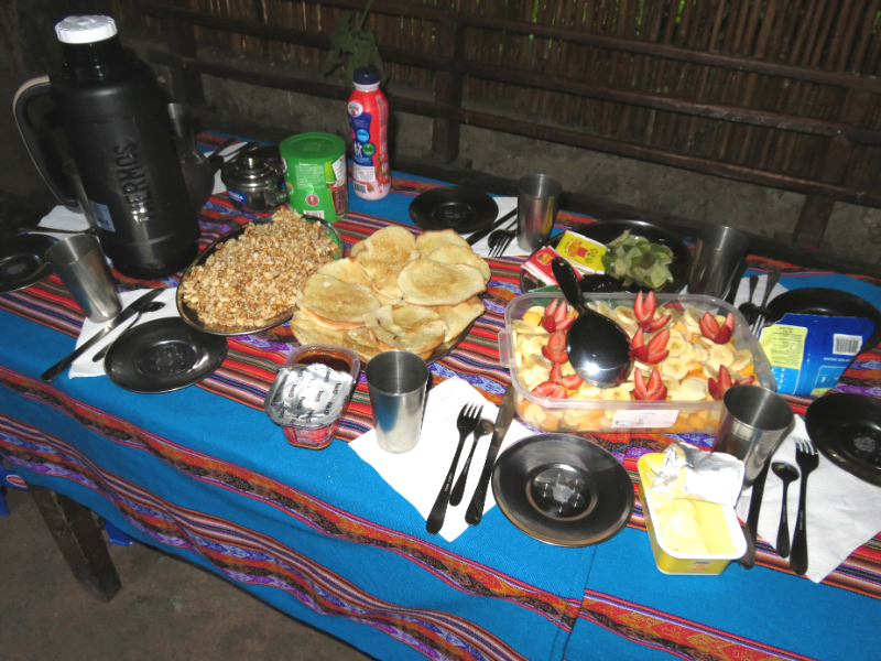 breakfast on the inca trail to machu picchu by andean great treks