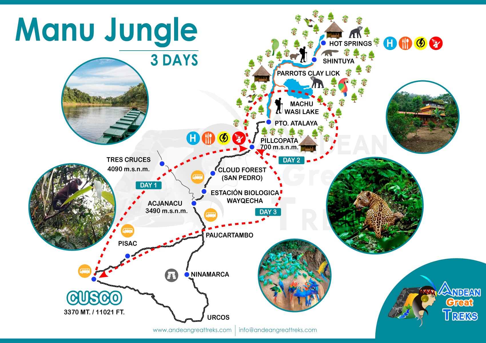 manu amazon rainforest tours 3 days by andean great treks