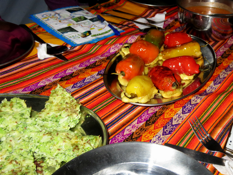 dinner on inca trail by andean great treks