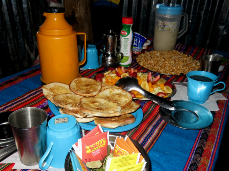 breakfast on the inca trail to machu picchu by andean great treks